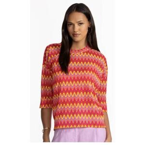 Johnny Was Jade Arden Oversized Blouse Mar Vista Sherbert Size Small Bold Knit